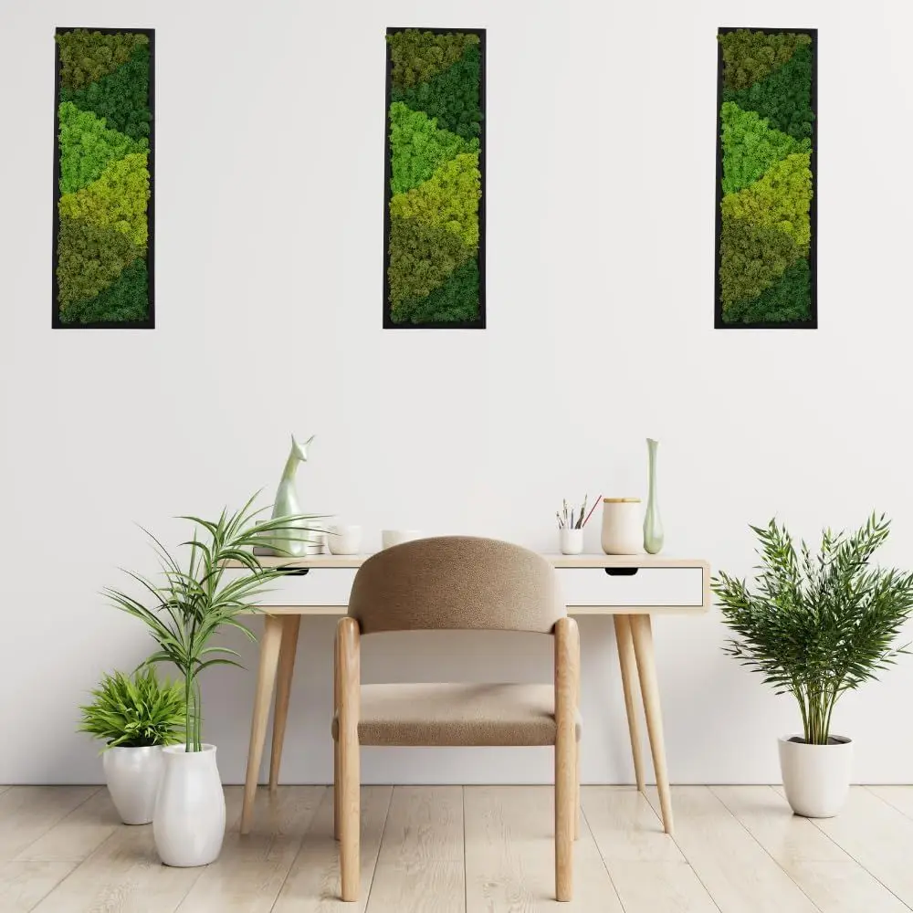 

Large Moss Wall Art, Real Moss Wall Art or Living Room & Bedroom, Set o 2 Vintage Wall Panels or Interior Wall Decor, Bat