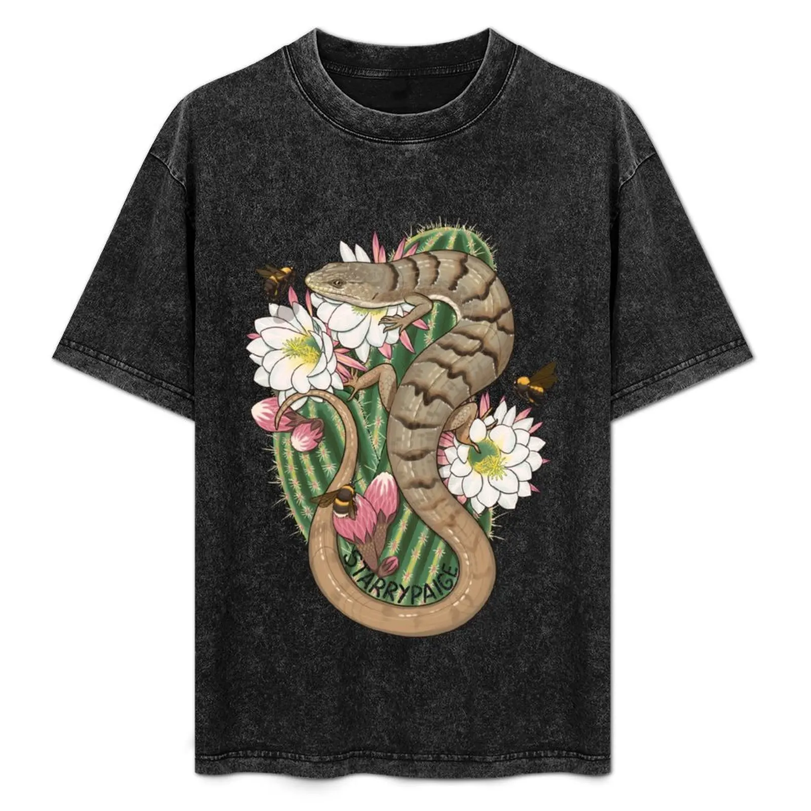 Camiseta de lagarto de cocodrilo del sur con Cactus floreciente y abejorro, camiseta croswit para hombre, camisetas divertidas de meme para hombre