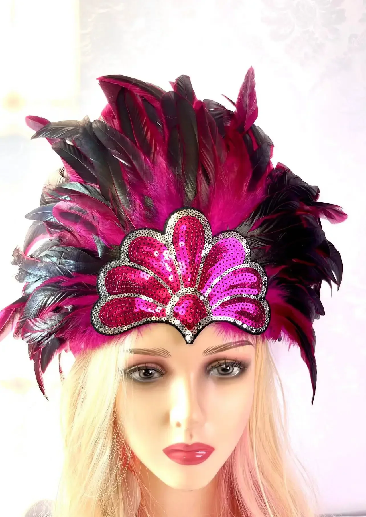 Copricapo di piume perfetto Copricapo di fascia per showgirl di Natale Copricapo di piume Charleston per feste di carnevale vintage Gatsby degli anni '20