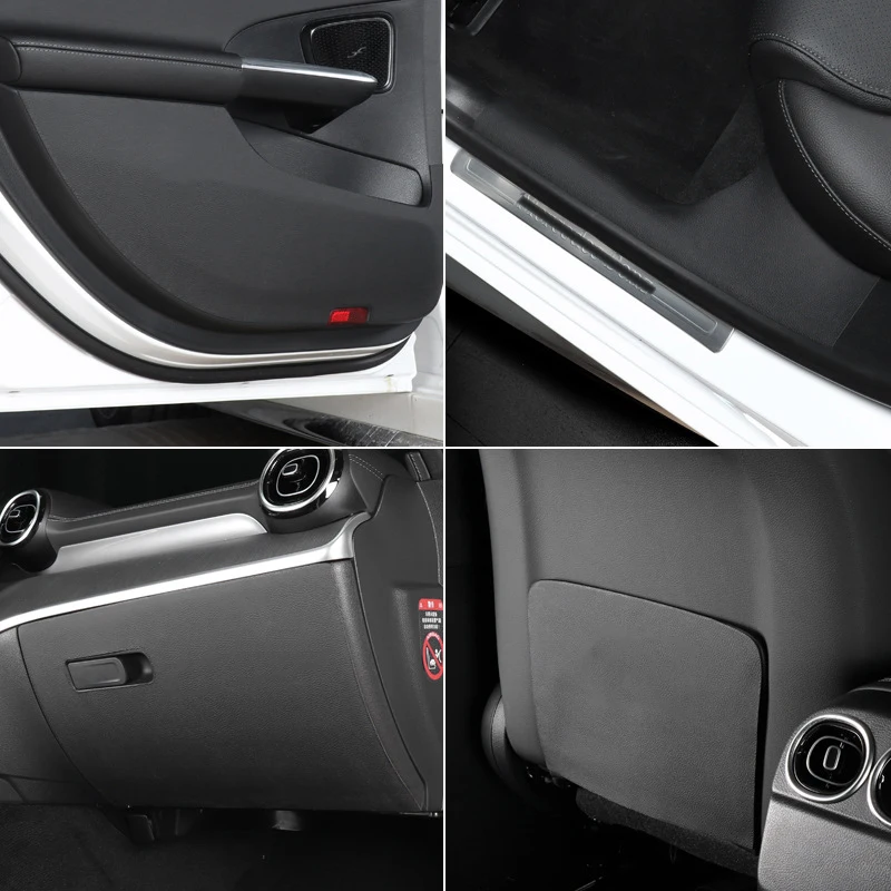 For Mercedes Benz A/C/ E-Class E300L Car Door Kick Mat GLC Car Seat Anti-Kick Mats GLB Car Door Sill Strips Protective Sticker