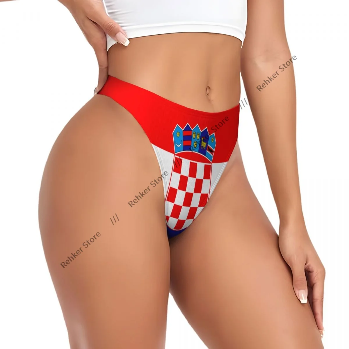 Thongs For Women V Waist G-String Panties Croatian National Flag Underwear Breathable Underpants