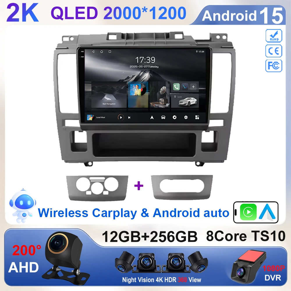 Android 15 Car Radio For Nissan Tiida C11 2004 - 2013 Carplay Auto 4G+WIFI GPS Navigation Multimedia Video Player Stereo BT DIN