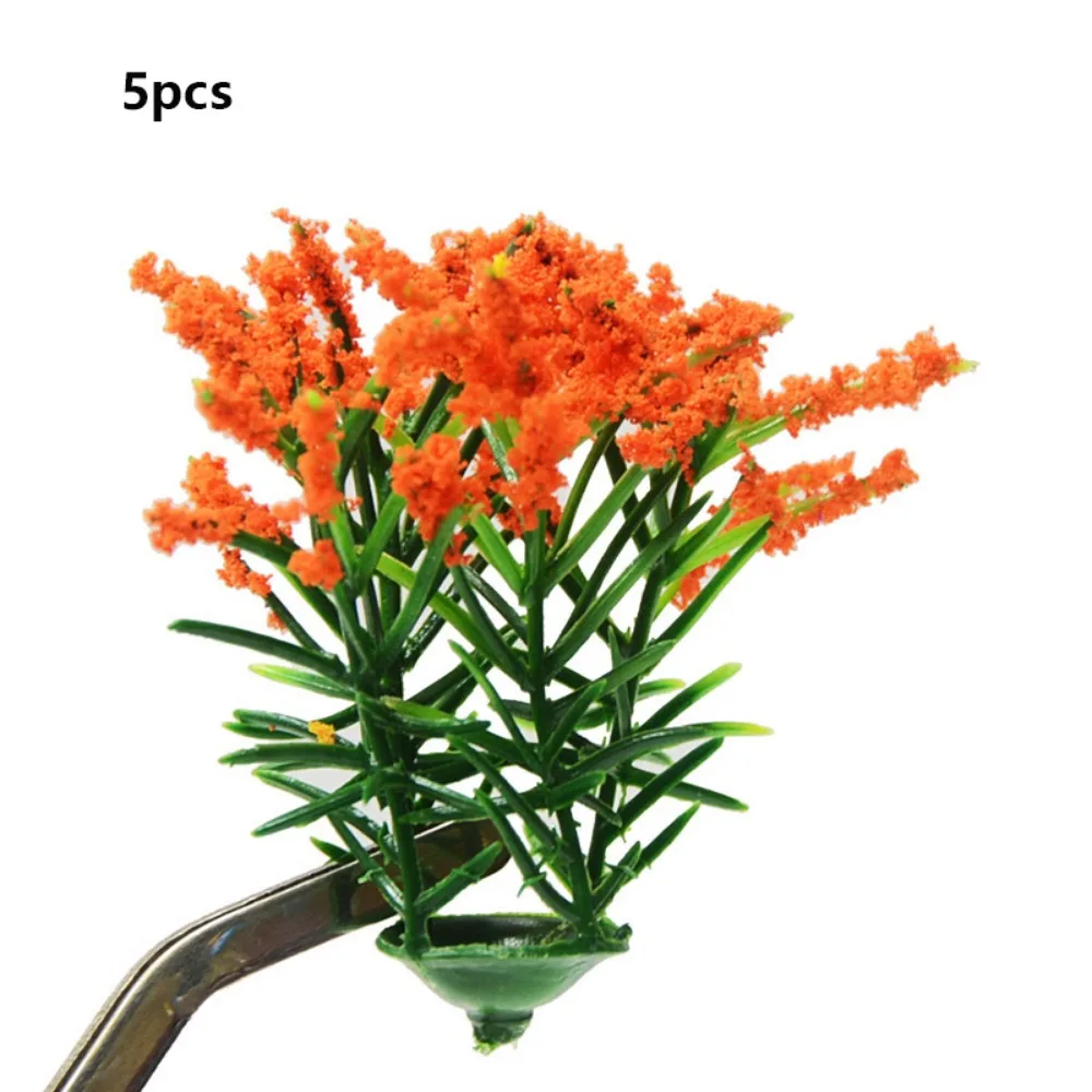 5pcs High Quality Plastic Miniature Flower Cluster Mixed Colorful Greenery Building Layout Grass Architecture