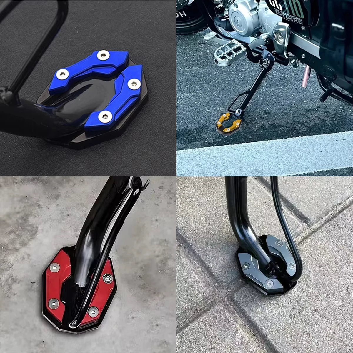 1pc CNC Aluminum Motorcycle Kickstand Extender Foot Side Stand Extension Pad Anti-Slip Parking Plate Replacement Accessories image 3