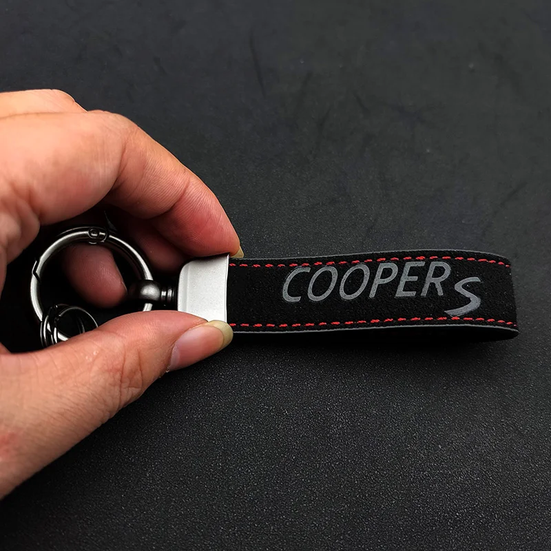 Luxury Women Men Keyring Fur Leather Car Keychain For Cooper S R56 F56 R53 F55 F57 F54 R52 2022 Logo Keychain Accessories