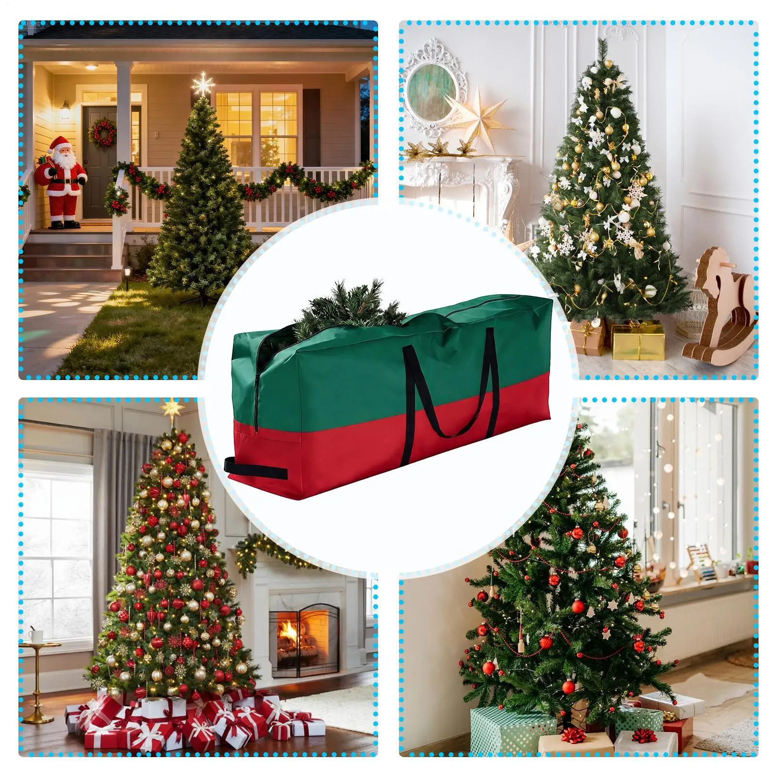 Christmas Tree Tote Waterproof 600D Oxford Tear-resistant With Reinforced Handles Christmas Tree Box For Party Decorations