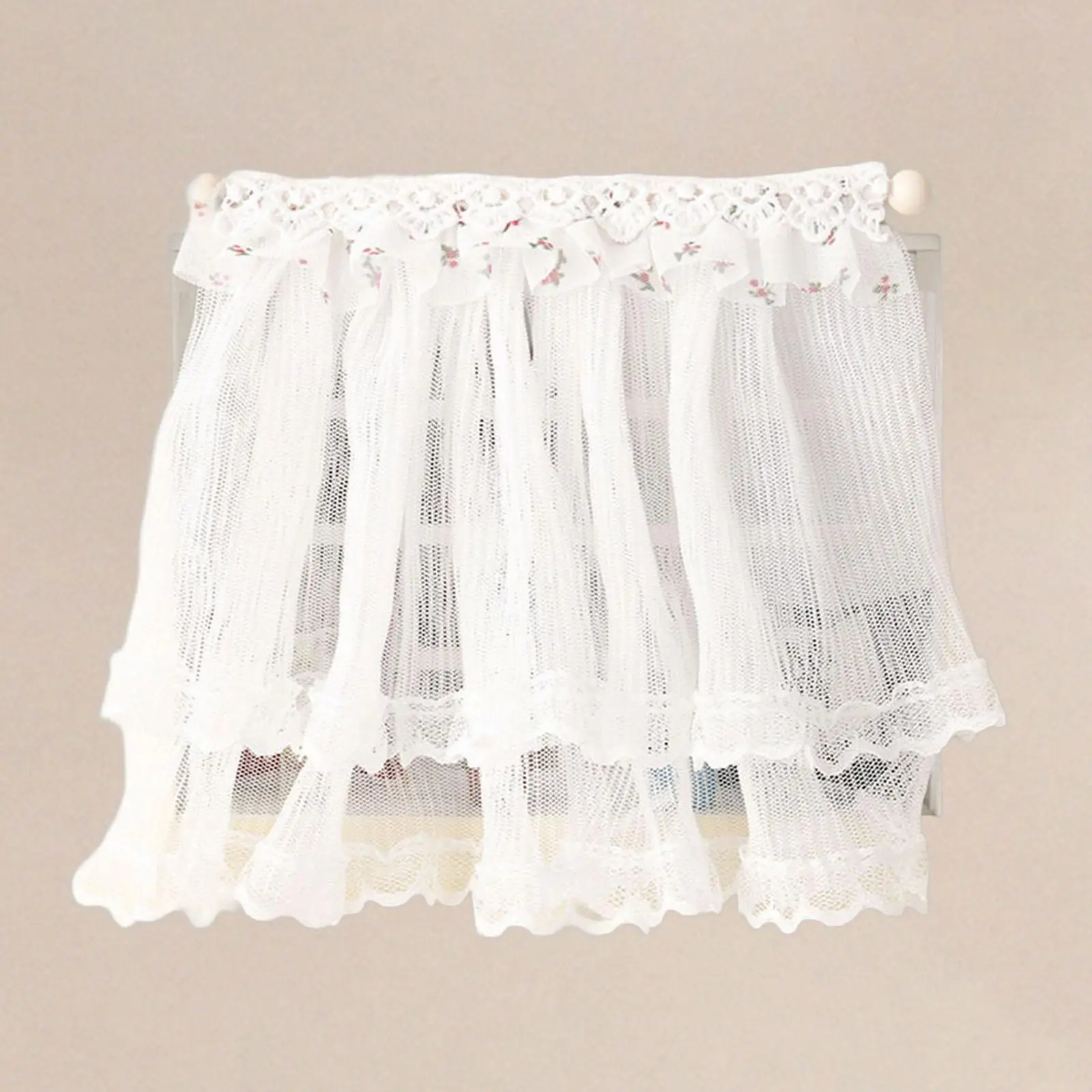 1/12 Dollhouse Miniature Window Curtain Dollhouse Furniture Dollhouse Miniature White Lace for Photo Props Diorama Decoration