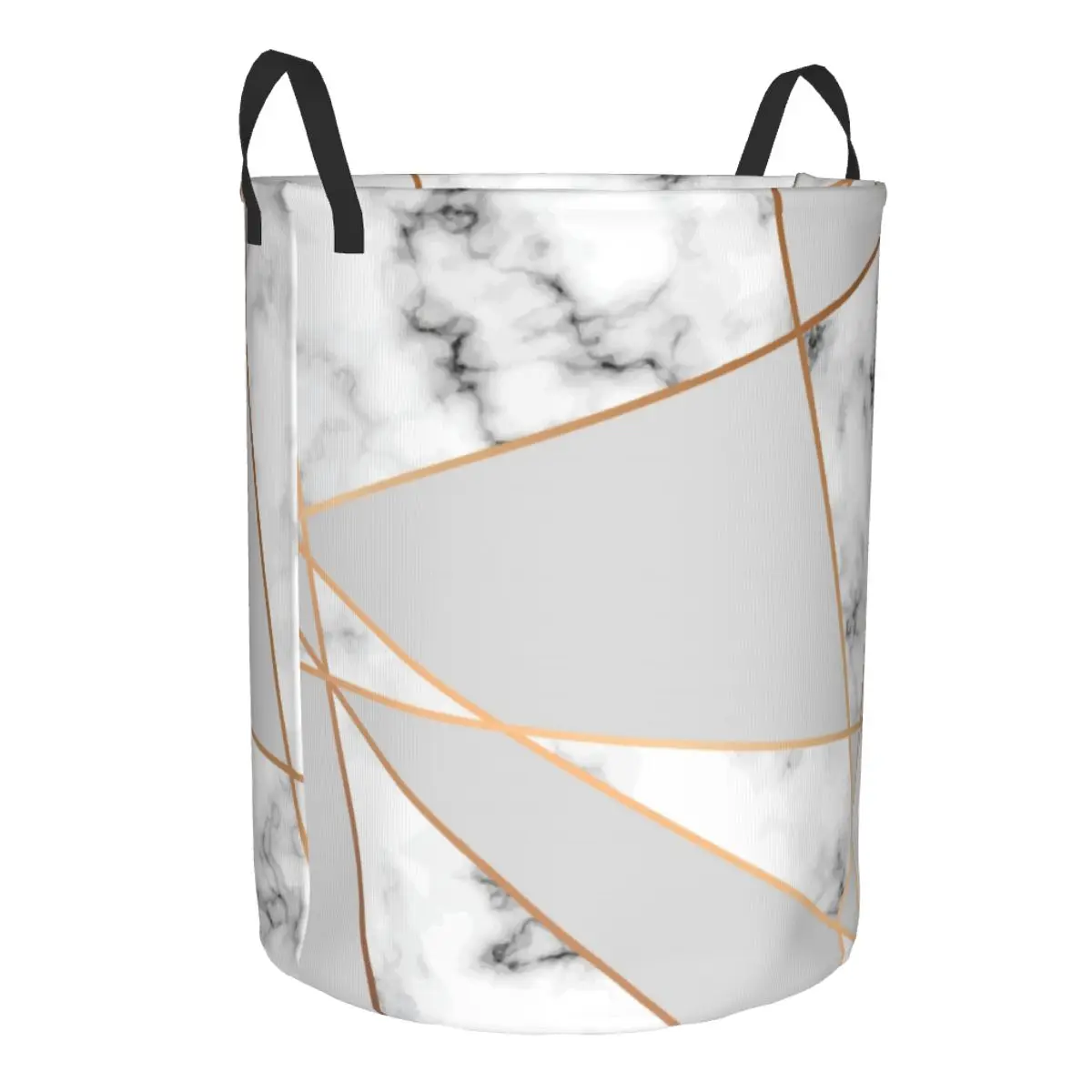 Copper Smokey Marble Geo Laundry Basket Foldable Abstract Geometric Pattern Toy Clothes Hamper Storage Bin for Kids Nursery