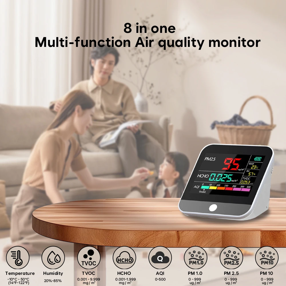 Dienmern New DM306 Multifunctional Air Monitor PM2.5/HCHO/TVOC Quality Detector Home Gas Sensor Meter with LCD Display