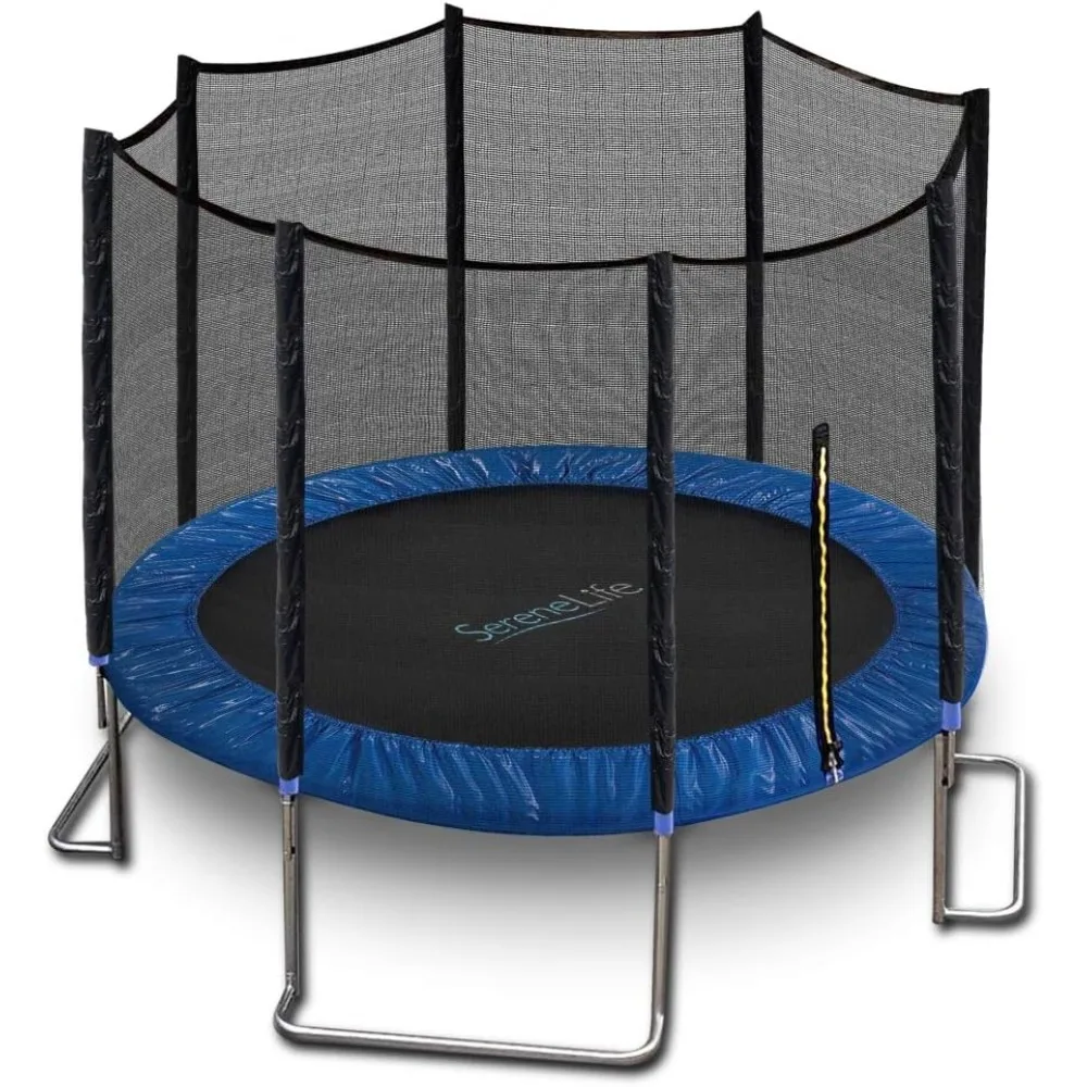 

10 FT Outdoor Recreational Backyard Stable, Strong Heavy Duty Trampoline with Safety Enclosure Net, AntiRust Coating