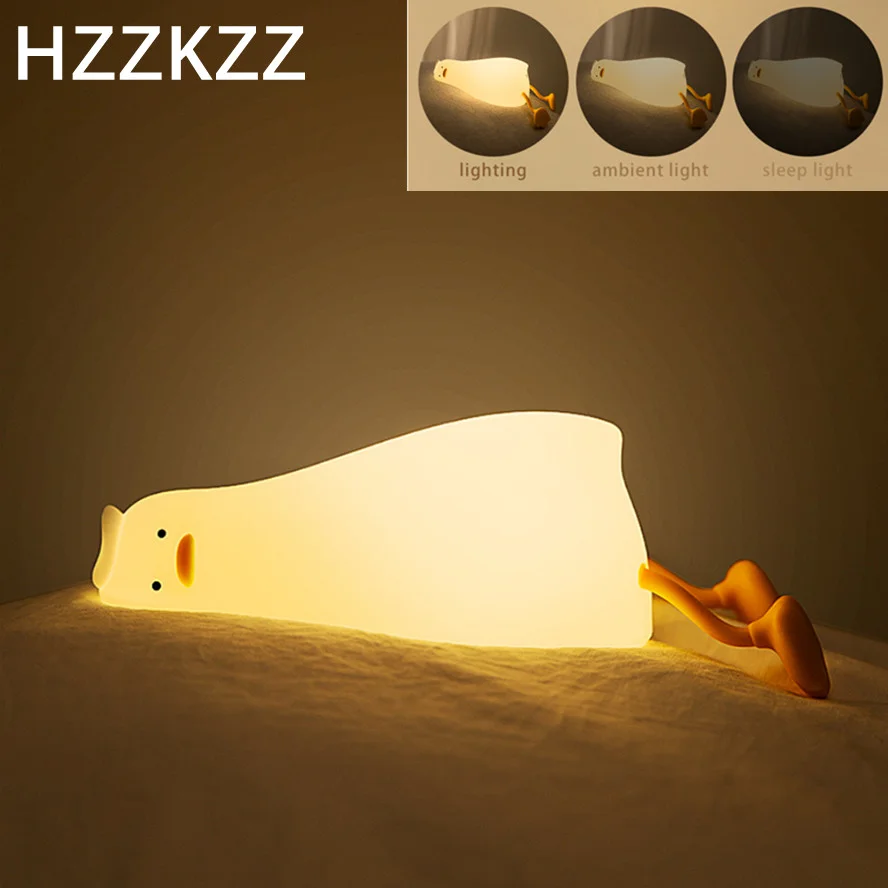 Duck Nightlights Led Night Light Rechargeable Lamp USB Cartoon Silicone Children Kid Bedroom Decoration family Birthday Gift