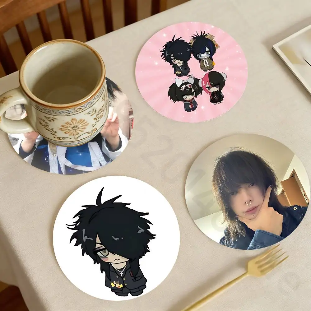 

S-Senketsuakochan Wooden Cup Coaster Tea Coffee Beverage Colour Printing Cup Mat Home Restaurant Decorations