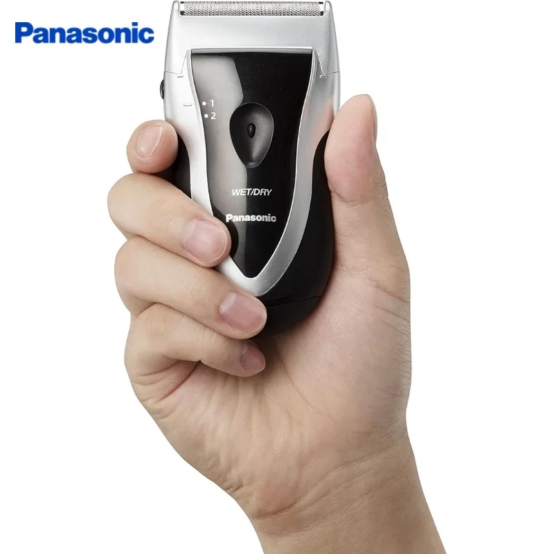 ماكينة حلاقة كهربائية من باناسونيك للرجال، ماكينة حلاقة للسفر تعمل بالبطارية، ماكينة حلاقة لاسلكية خفيفة الوزن ورطبة وجافة مع قبضة مريحة ﻿