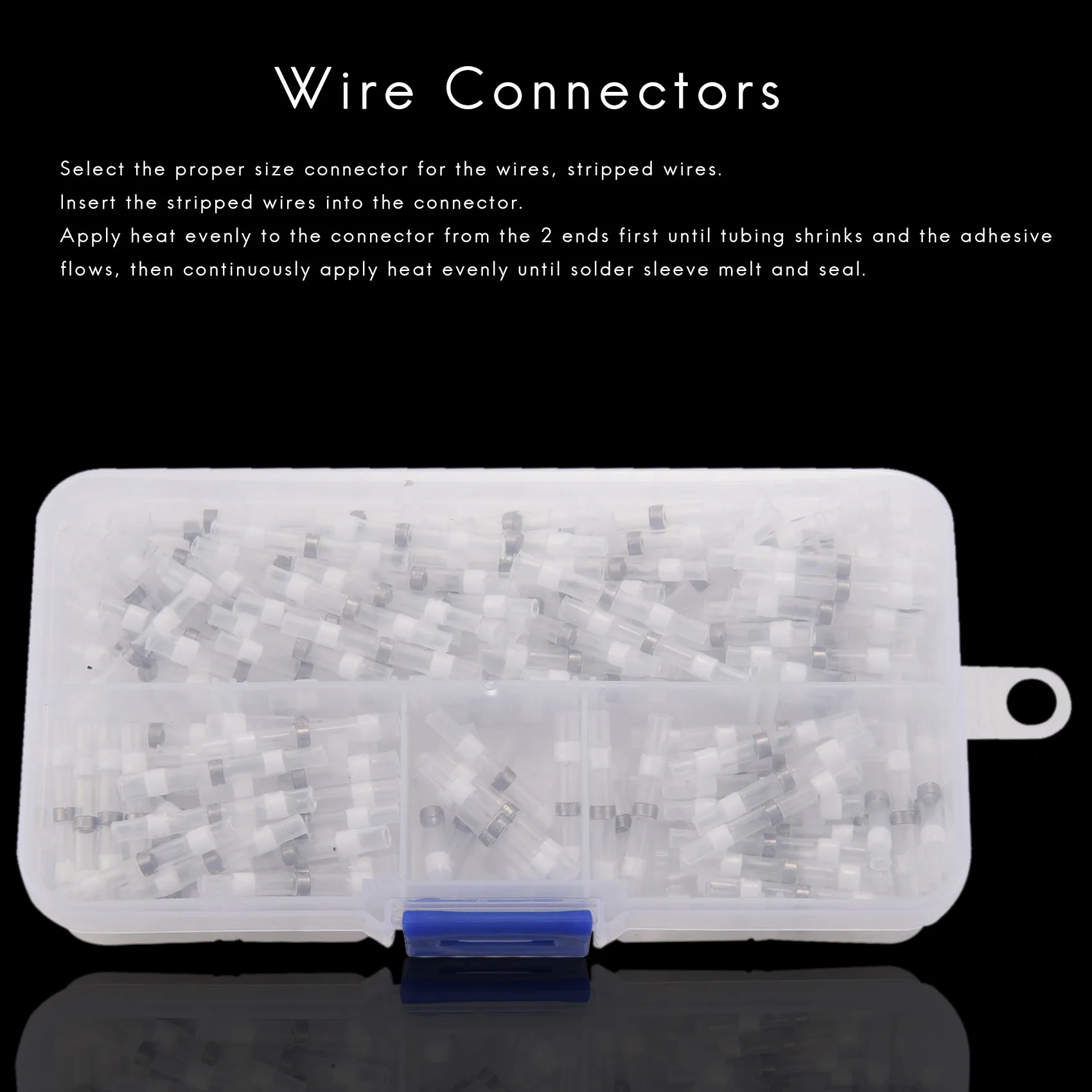 200PCS 26-24 AWG White Solder Seal Wire Connectors , Heat Shrink Butt Connectors, Waterproof and Insulated Wire Terminal