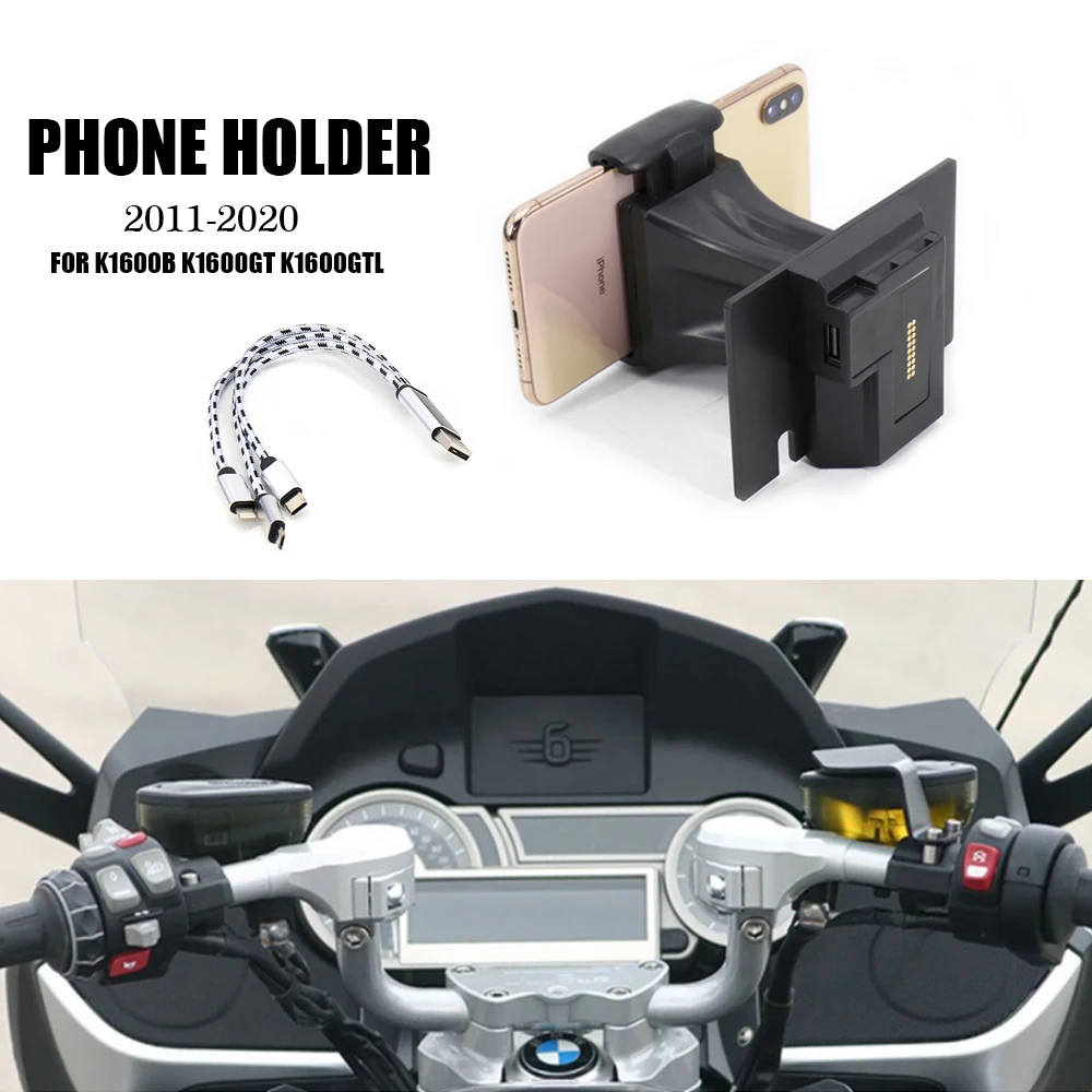 NEW For BMW K1600GTL K1600GT K 1600B K1600 B GT GTL 2011-2020 Motorcycle GPS Phone Navigation Bracket USB Charging Holder Mount