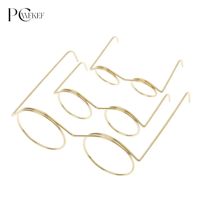 10pcs New Fashion Gold Round Glasses Frame Lensless For Doll Decor Accessories