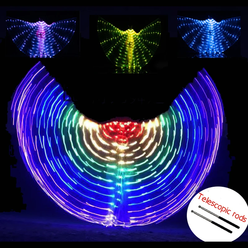 

Belly Dance LED Wings Women Performance Fluorescent Butterfly Isis Wings Belly Dancing Bellydance Carnival Halloween Led Costume