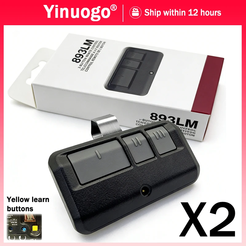 

891LM 893LM 950ESTD 953ESTD 41A7633 Garage Remote Control Opener For Yellow Learn Buttons 315MHz 390MHz Security 2.0 Motors