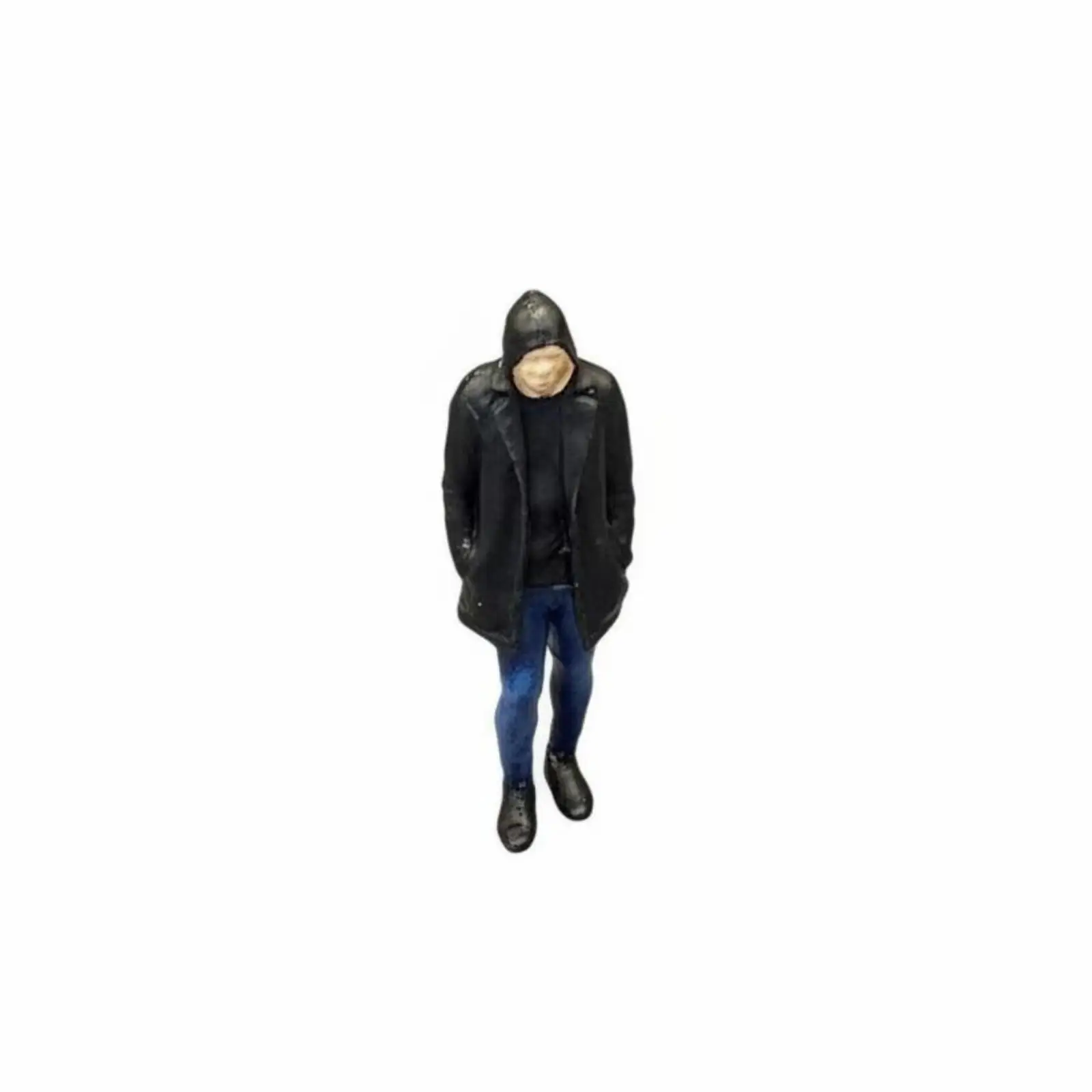 Miniature Hooded Figure Resin Statue Painted Character Model for Diorama Street Scene Desk Decor