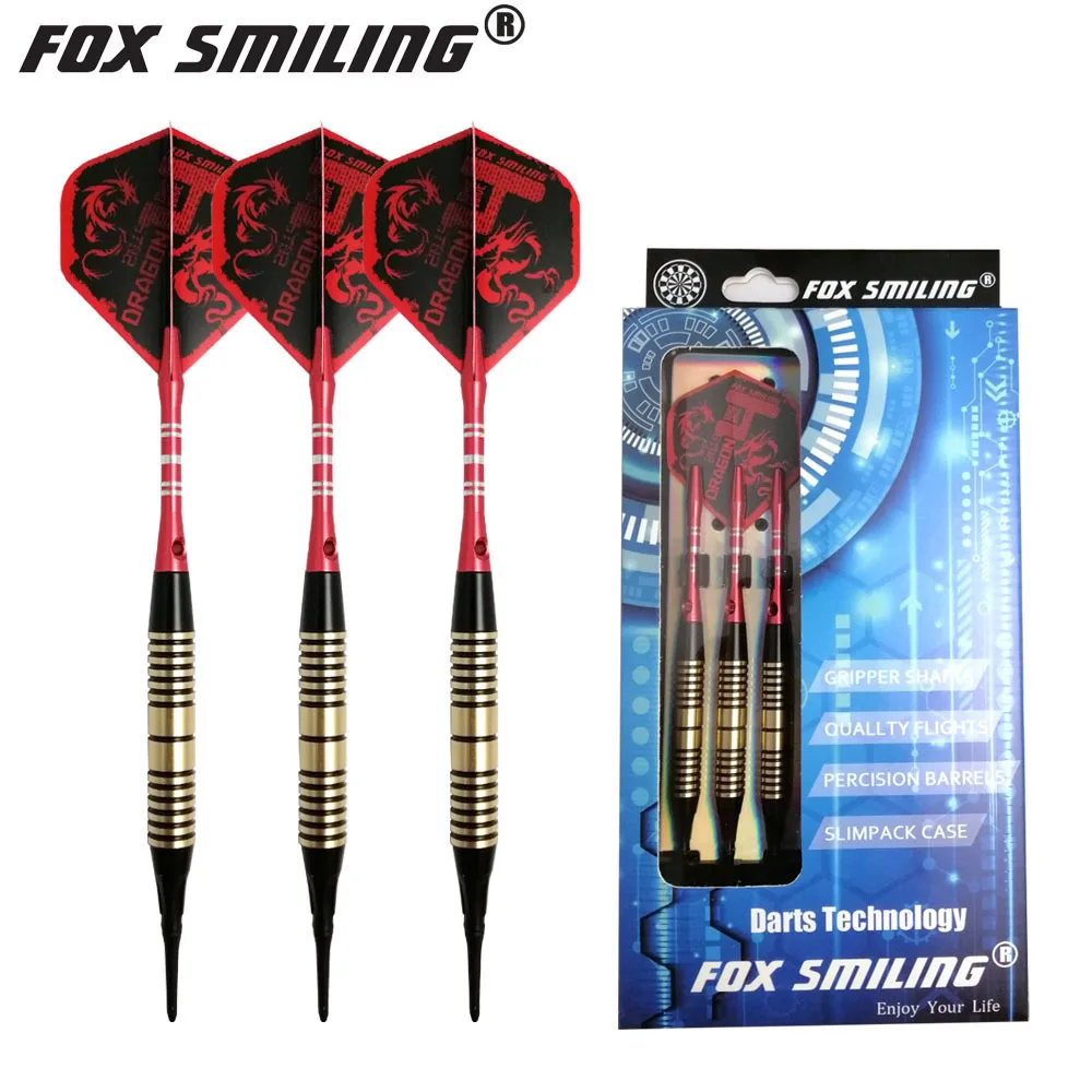 3PCS Fox Smiling 18g Electronic Soft Darts With Copper Barrel And Aluminum Shafts With A Case