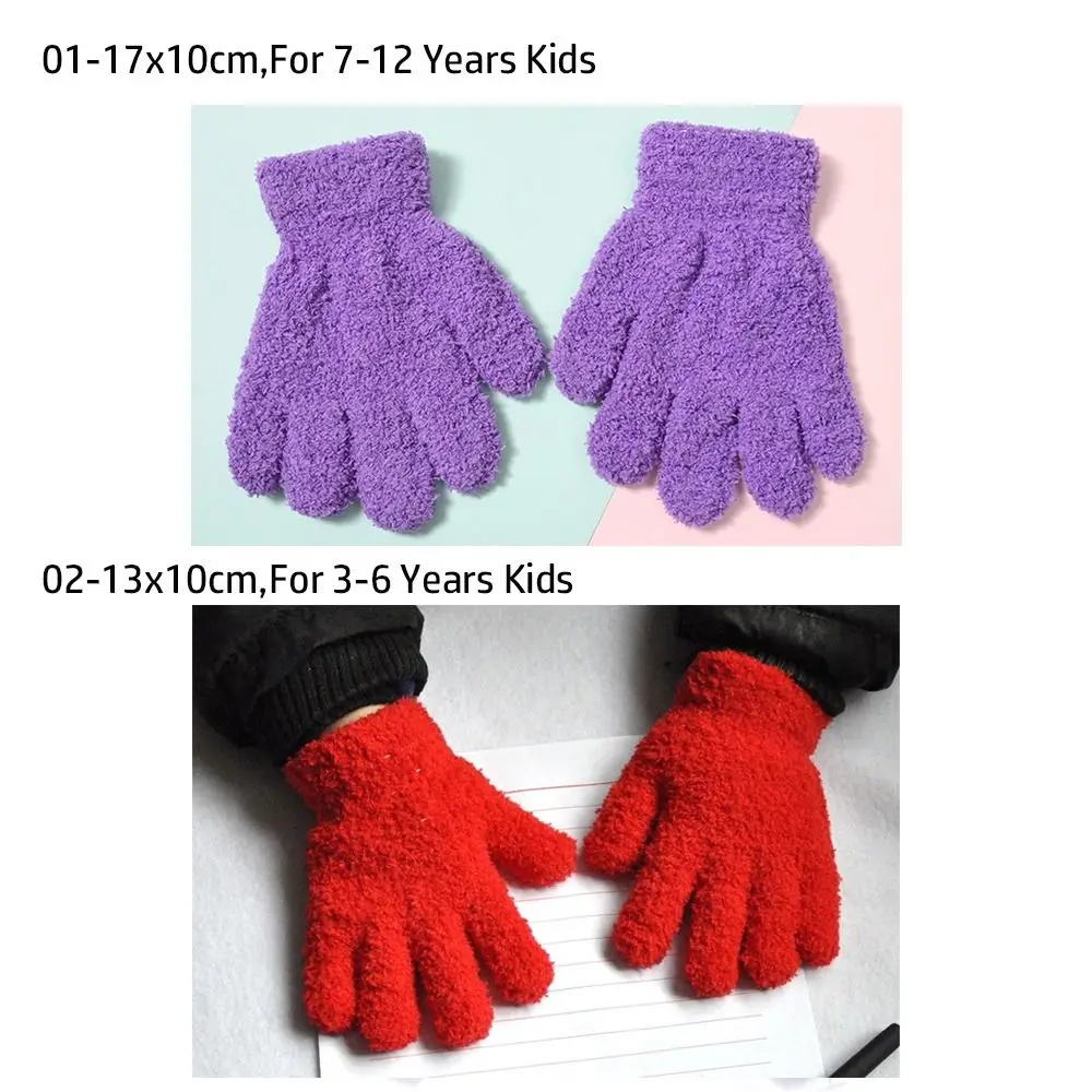 Thicken Children Gloves Cartoon Plush Furry Solid Color Writing Gloves Warm Warm Mittens Winter