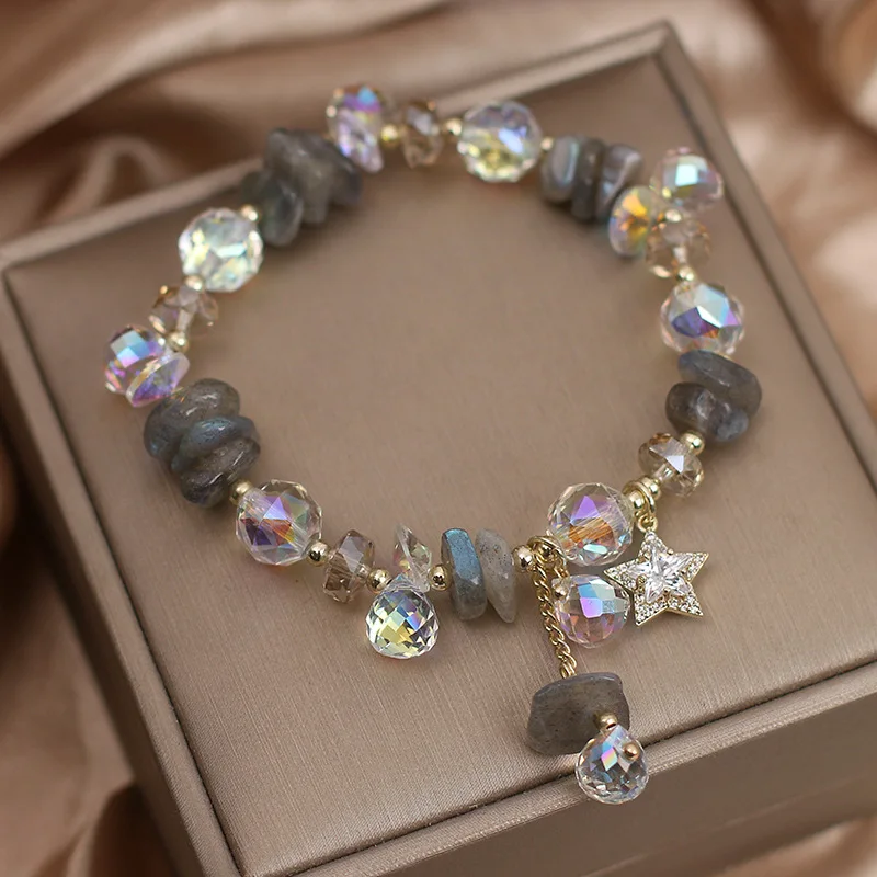 Girls Fashion Bracelet Stunning Pentagram Bracelet Crystal Beaded Bracelet Handmade For Birthdays Special Occasions Casual