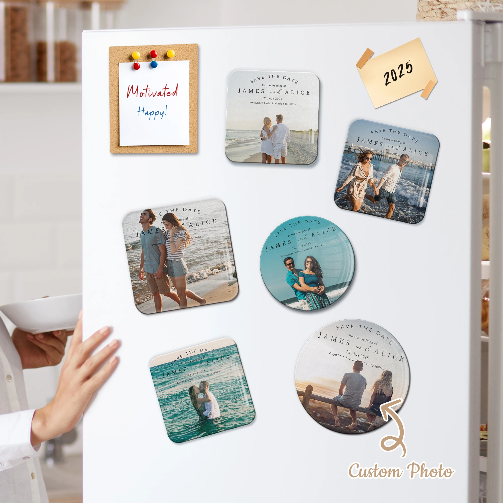 

Personalized Wedding Photo Refrigerator Magnet Custom Anniversary Gift Family Kitchen Dining Room Whiteboard Home Decoration