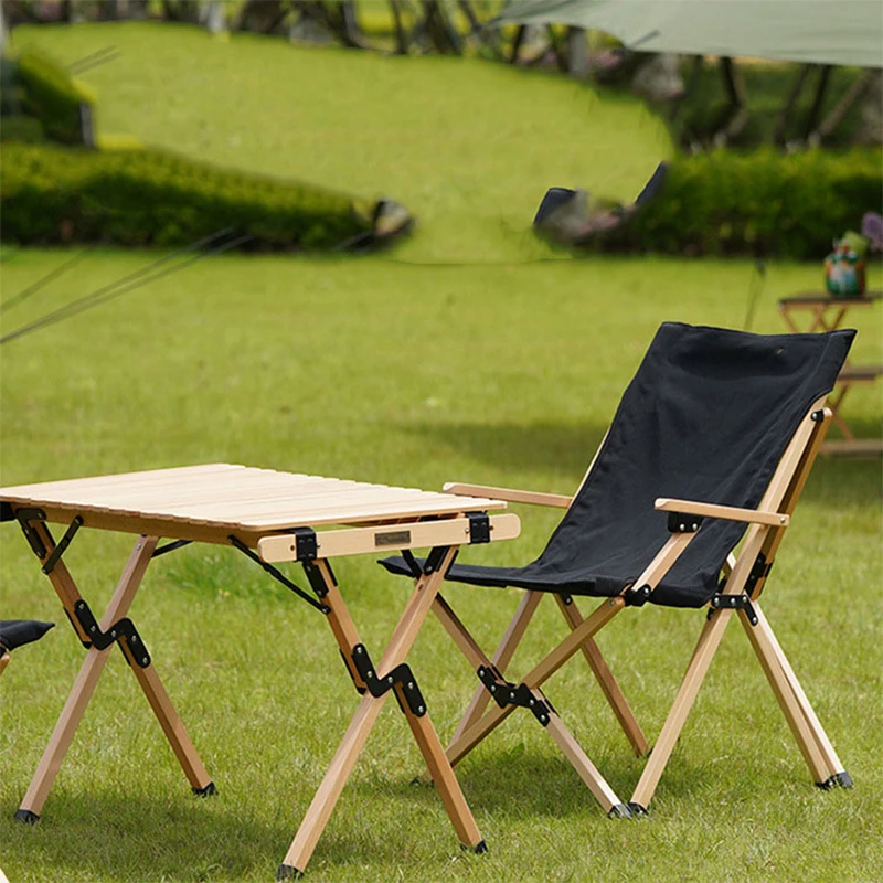 

Professional Factory Optional Outdoor Furniture Folding Portable Picnic 80X52X46/56 Beech Wood Camping Table