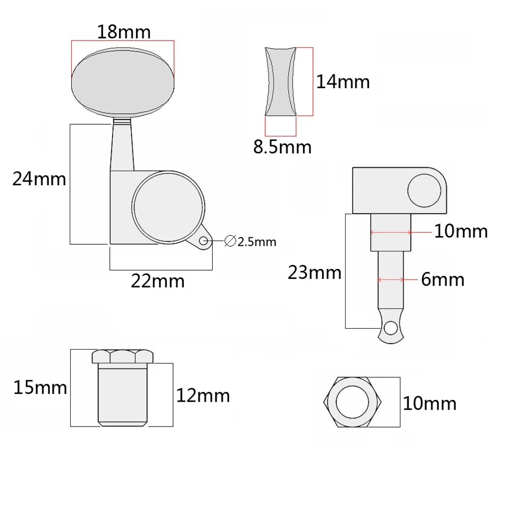 

6Pcs Gold Plated Electric Acoustic Guitar Tuning Pegs 3L Machine Heads Sealed Ferrules Bushings Screws Vintage Exquisite