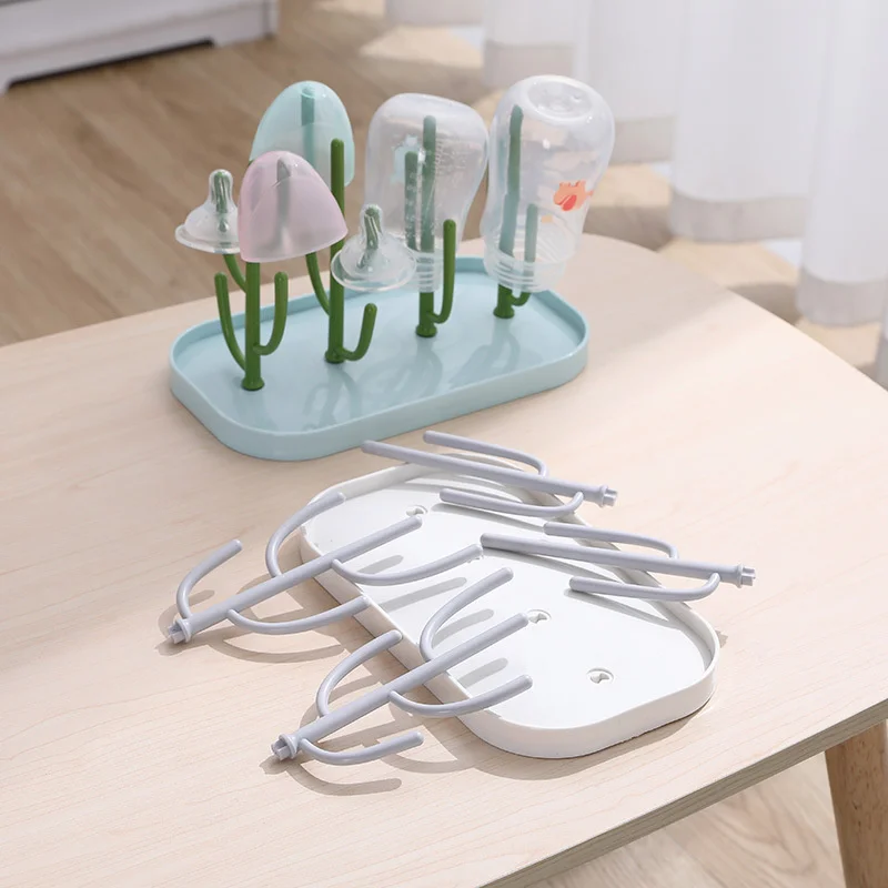 Baby Bottle Countertop Drying Rack Detachable Toddler Sippy Cups Infant Dishes Dryer Holder With Drainer Tray Baby Accessories