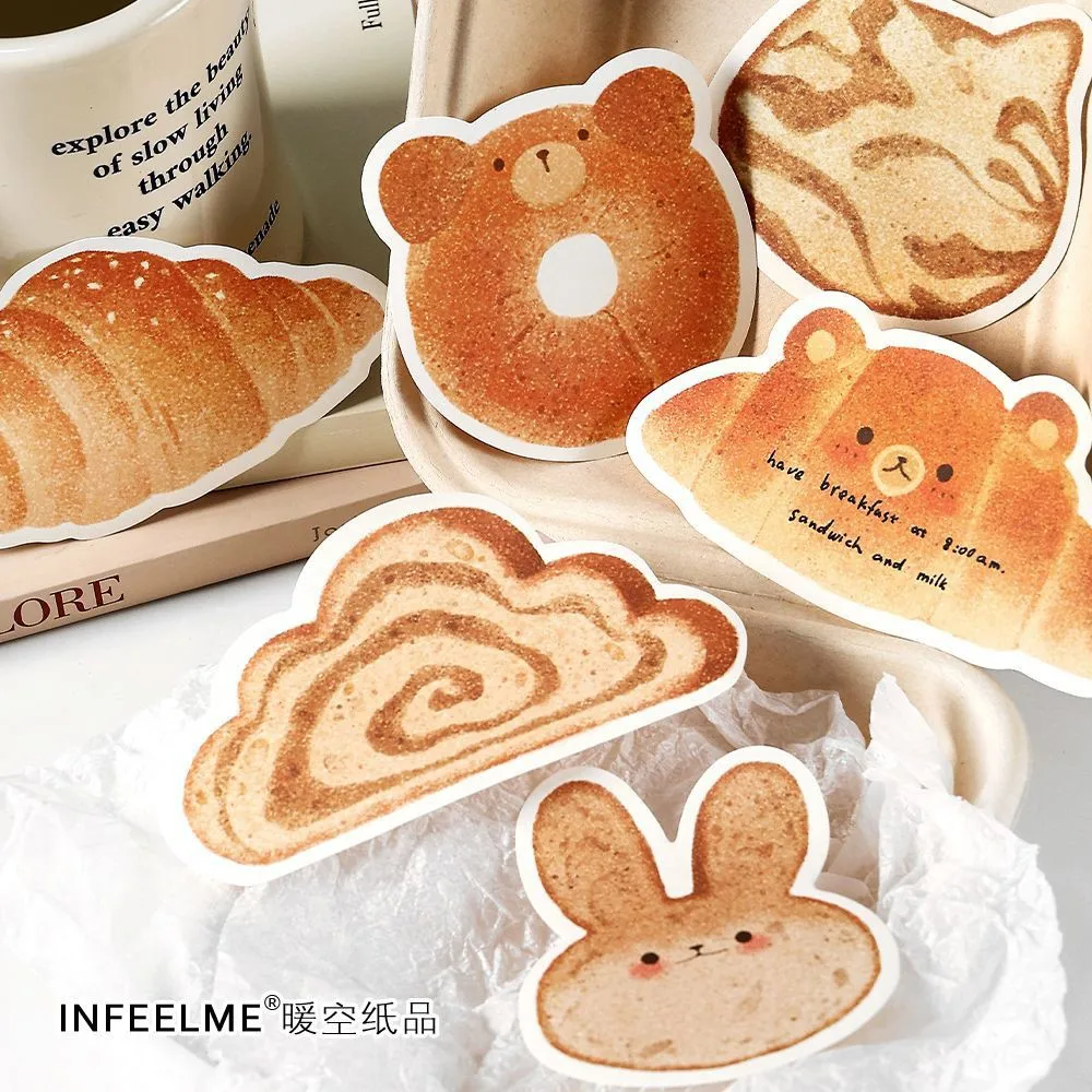 30 Pcs/pack Yummy Bread Sticky Notes Cute Cartoon Memo Page Markers Flags in Different Shapes for Home School Office Stationery