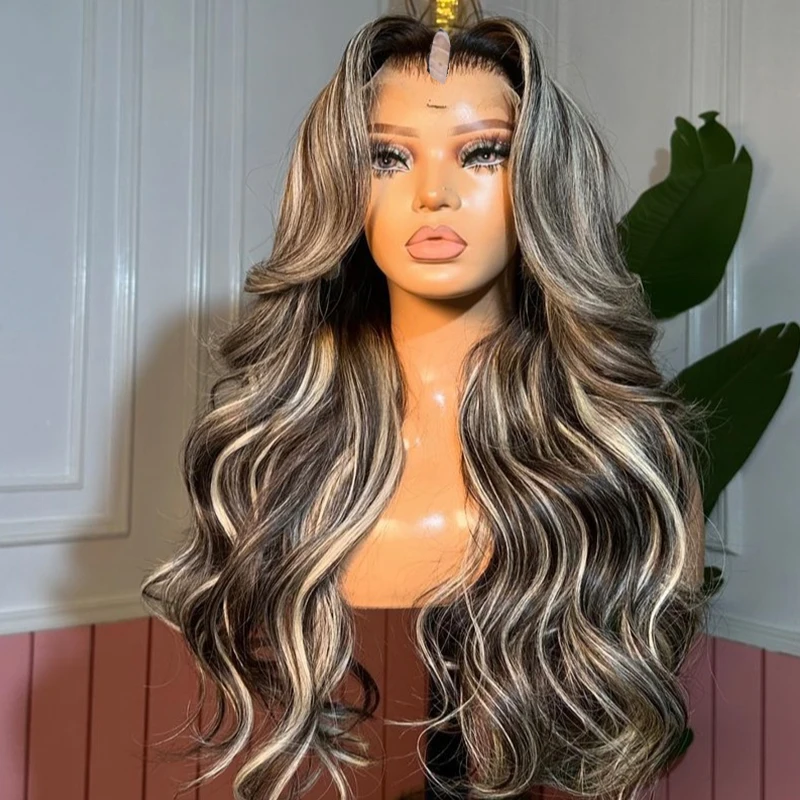 1X4 V Part Wig Body Wave Highlight Grey Wigs No Glue No Leave Out Human Hair Gray White Black Mix U part Wigs Beginner Friendly