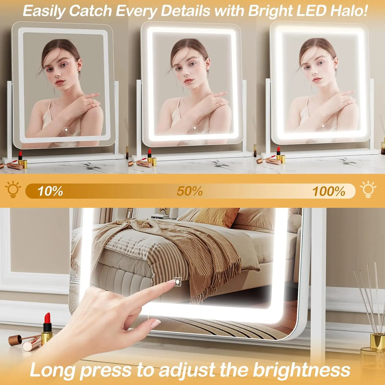 Makeup Vanity Mirror with Lights 15.2