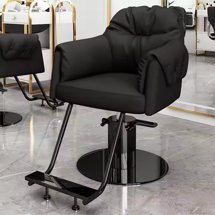 Luxury Barbershop Special Chair High-end Lift Rotary Haircuts ChairThickened Metal Chassis Chair