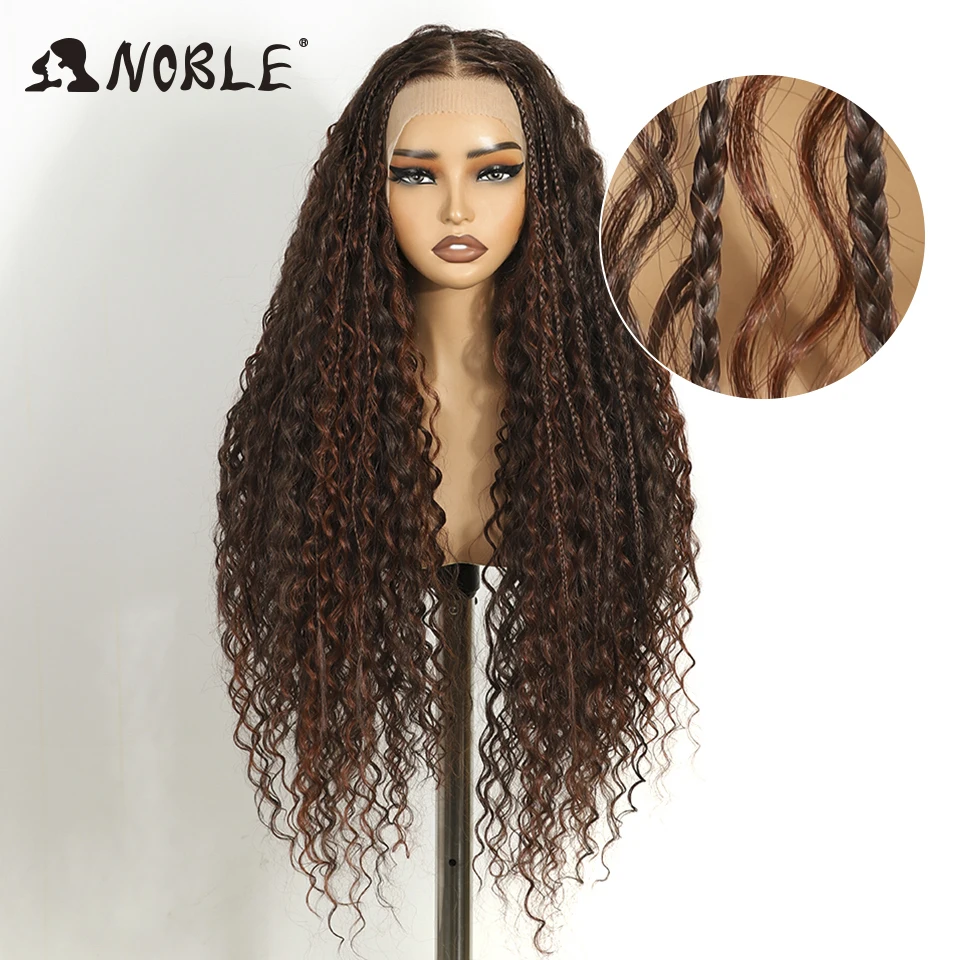 

Noble Synthetic Lace Frontal Wig Twist Braided Wigs 13X4 Box Braided Lace Wig For Black Women Faux Locs Wig Goddess Braids Wigs