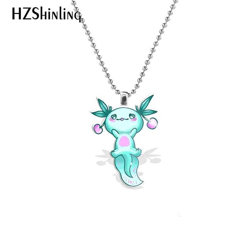 Cartoon Axolotl Acrylic Necklace Pendants Charms Resin Epoxy Handmade Crafts Jewelry Gifts