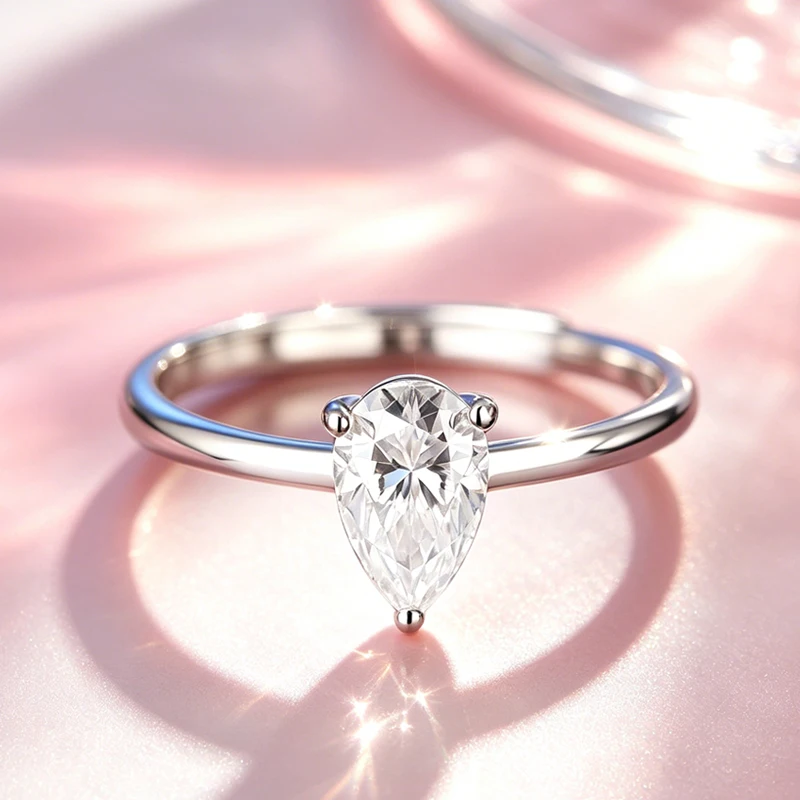 0.5CT-2.0CT Pear Cut D Color Moissanite Ring S925 Sterling Silver Passed Diamond Tester For Women Wedding Luxury Gifts With GRA