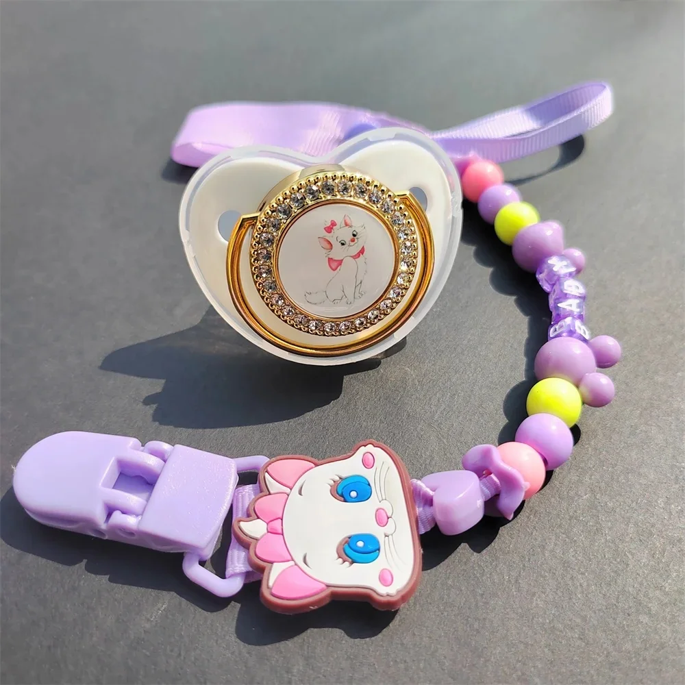 2024 Mary Cat Baby Pacifier Chain clip Personalized bead clip Newborn baby BPA-Free Luxury Bling pacifier Chupeta 0-24 months