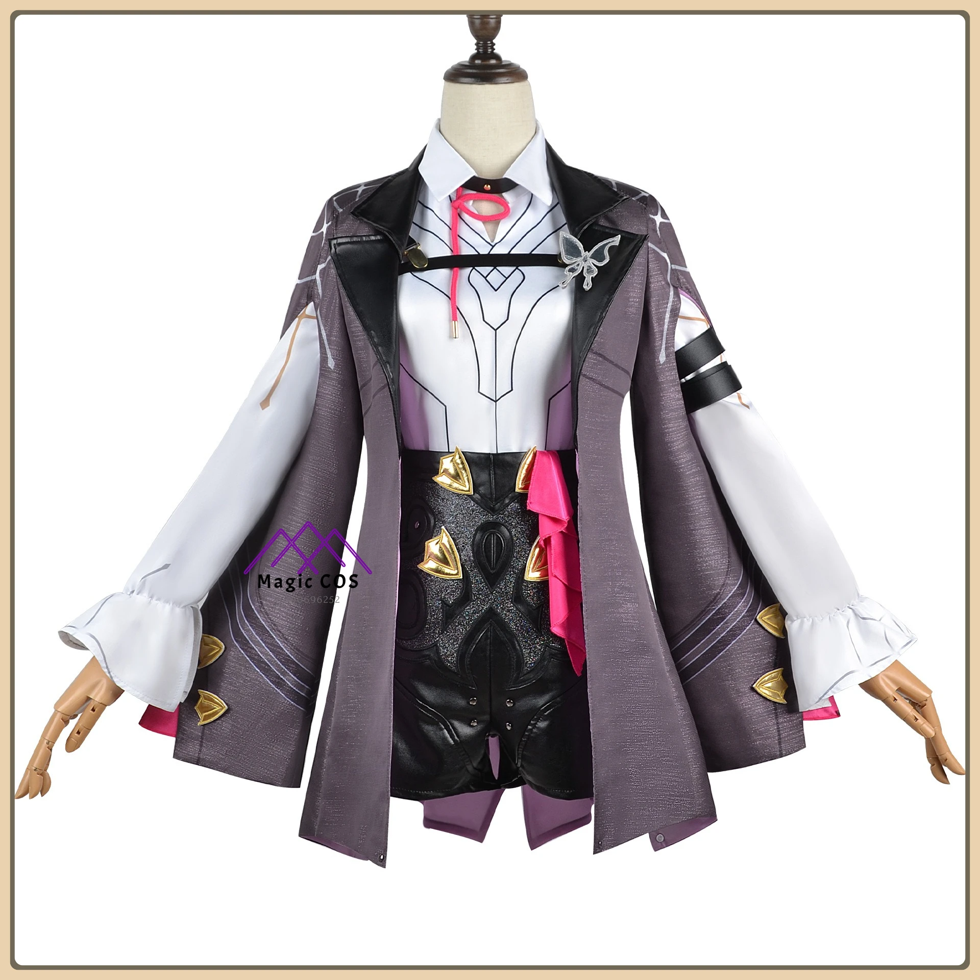 

Game Honkai: Star Rail Kafka Cosplay Costume Embroidered Mature Outfit Wig Full Set High Quality Clothes (Female) for Comic Con