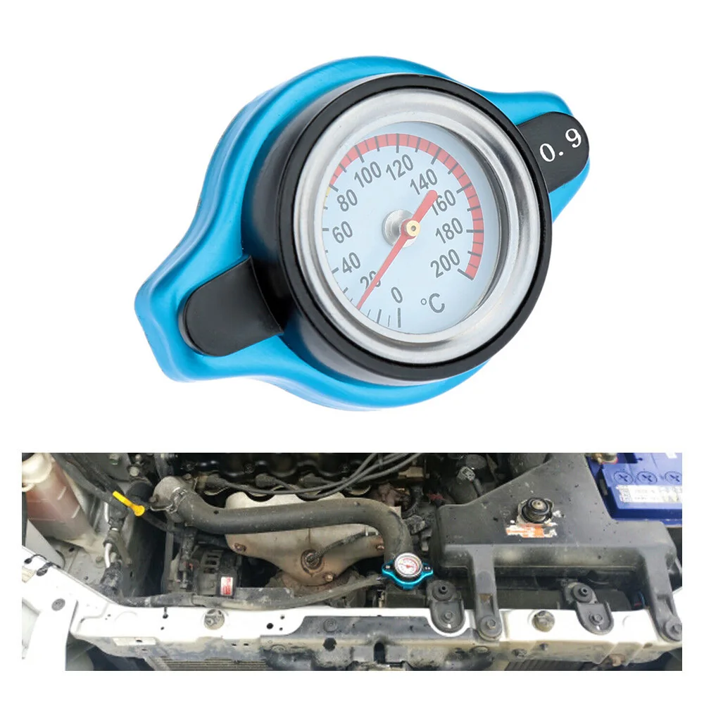 

1 Pc Car Thermostatic Radiator Cap Cover+ Water Temp Gauge 0.9BAR Cover Aluminum Alloy Car Accessory Measure Coolant Temperature