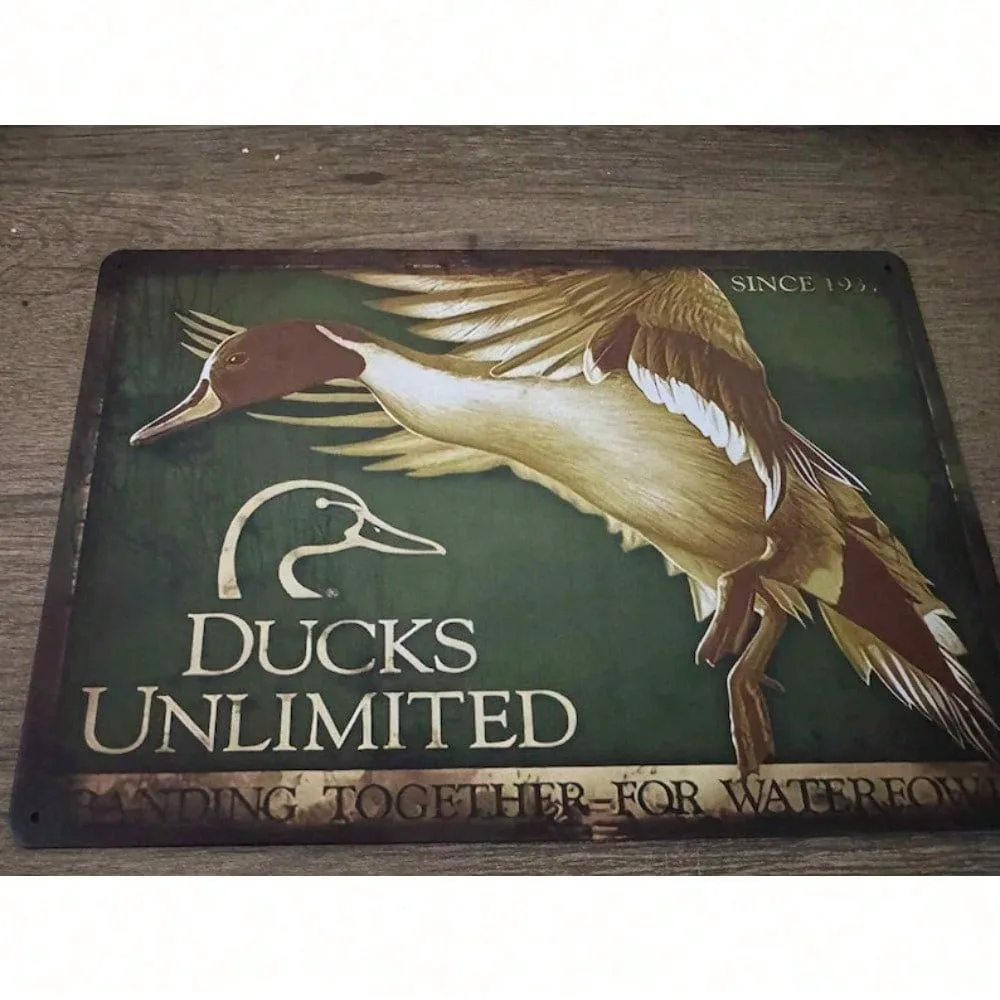

Vintage Ducks Unlimited Metal Sign Retro Art Deco 8x12 Inch Man Cave Decor, Ramadan & Valentine's Gift for Pub Garage Bar Wall