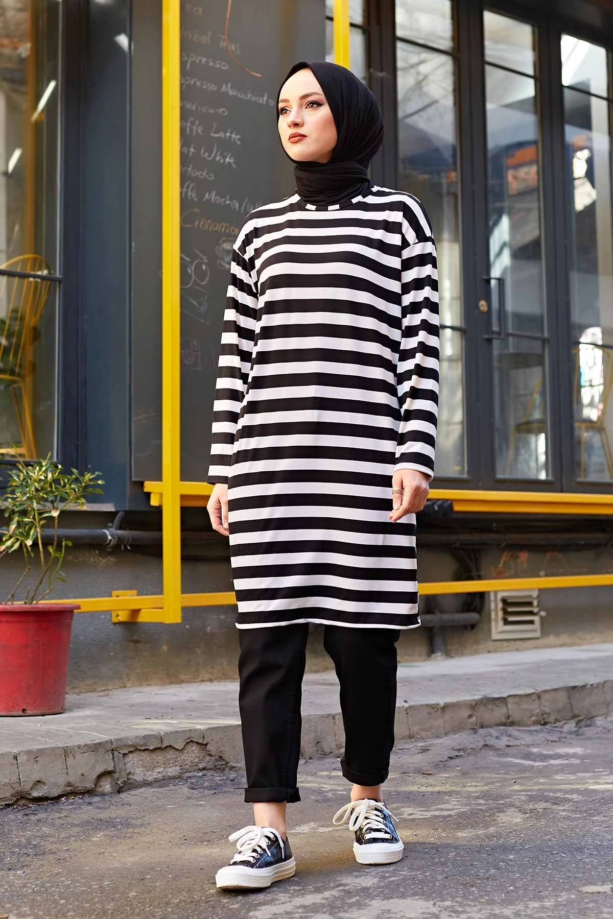 

Thick Stripe Basic Sweat NY Black