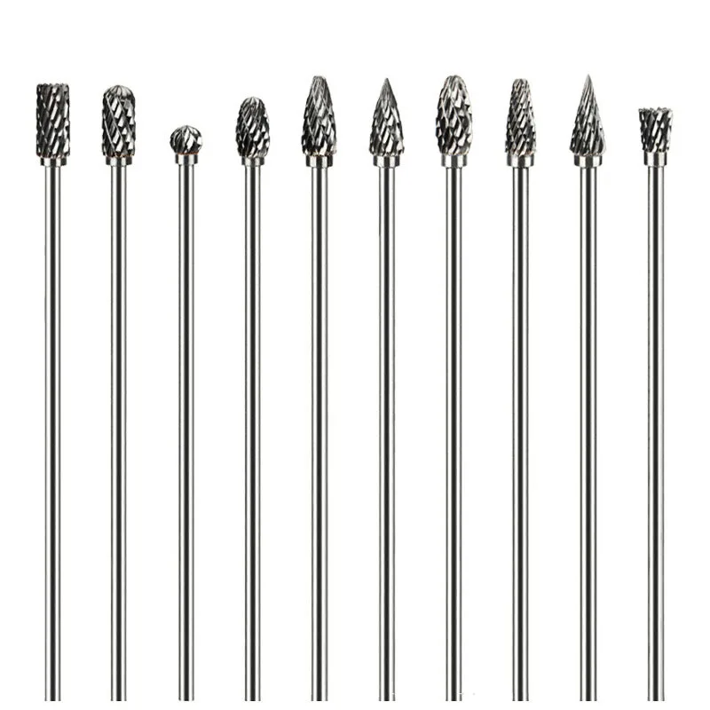 

K50 10pcs Assorted 3x6x100mm Extend Long Tungsten Carbide Grinding Point Burr For Dremel Grinder Die Grinder