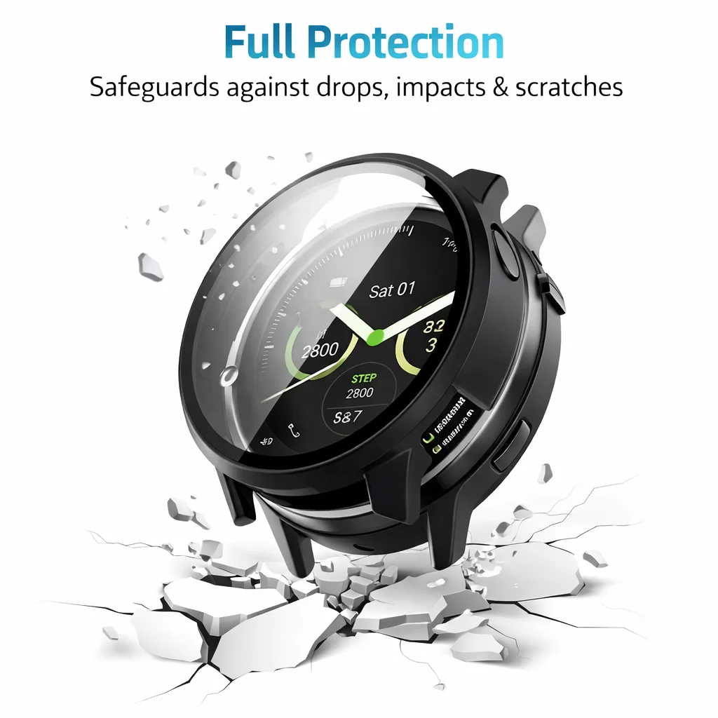 Glass+PC Case for Garmin Venu 4 (41mm/45mm) Venu 3 & Venu 3S Hard Bumper with Built-in HD Tempered Glass Protective Cover