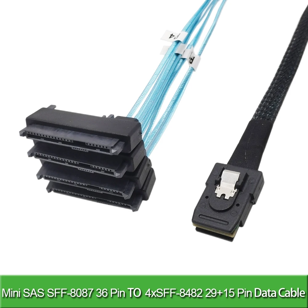 Mini-SAS to SAS-Cable SFF8087 to SAS SFF-8087 to SFF-8482 Connector 4X SAS 29Pin with SATA-Power Adapter Cable