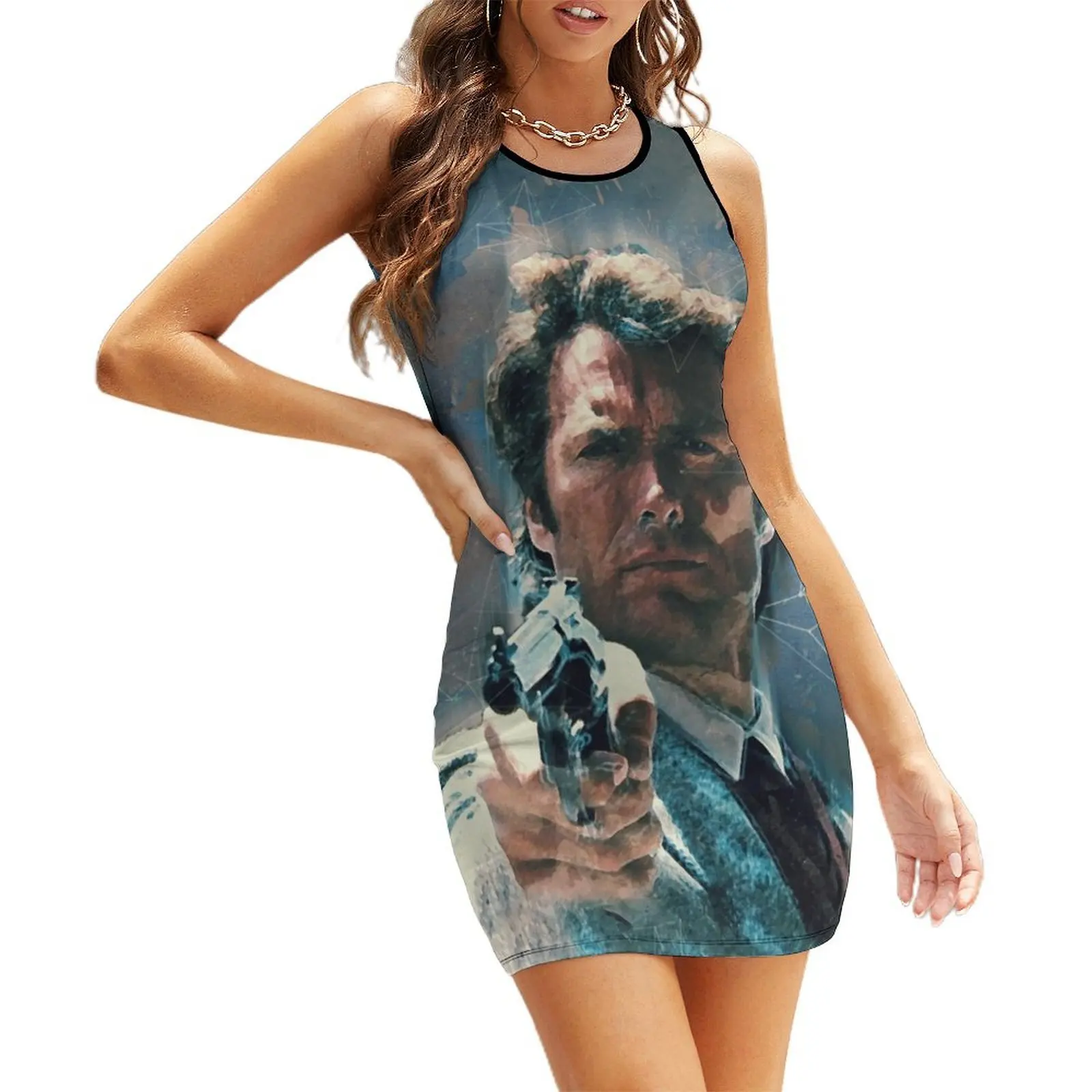 

Dirty Harry vintage art Sleeveless Sundress Female clothing luxury woman party dress cocktail dresses dress summer 2025 women