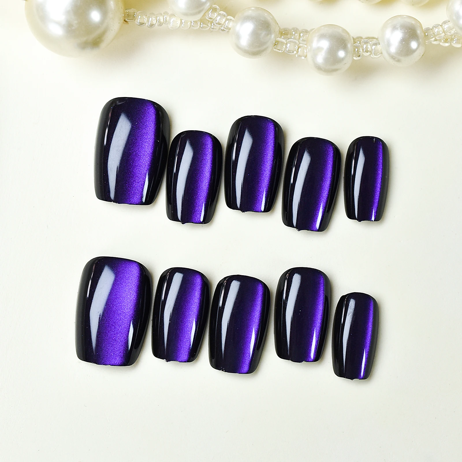 Press on nails 10 pieces charming cat eyes style square 3 sizes to choose from for women and girls