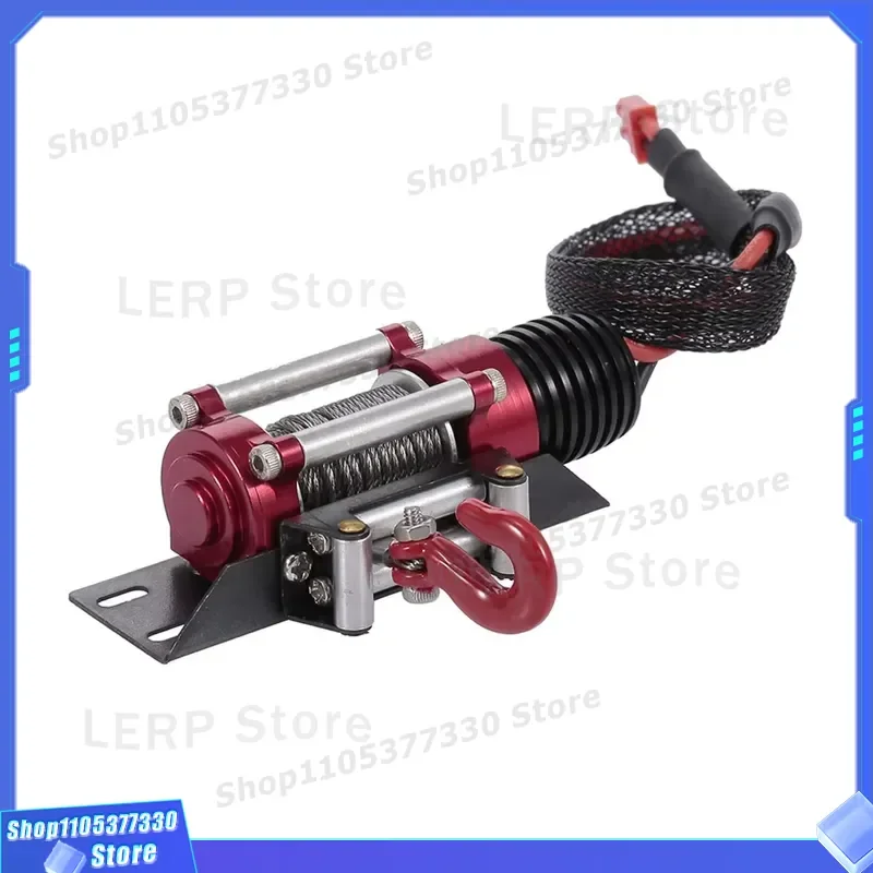 1/10 Scale Metal Wire Winch for SCX10 90046 TRX4 Red Cat Gen8 RC Crawler Axial Simulation Automatic Concrete Tracked Vehicle