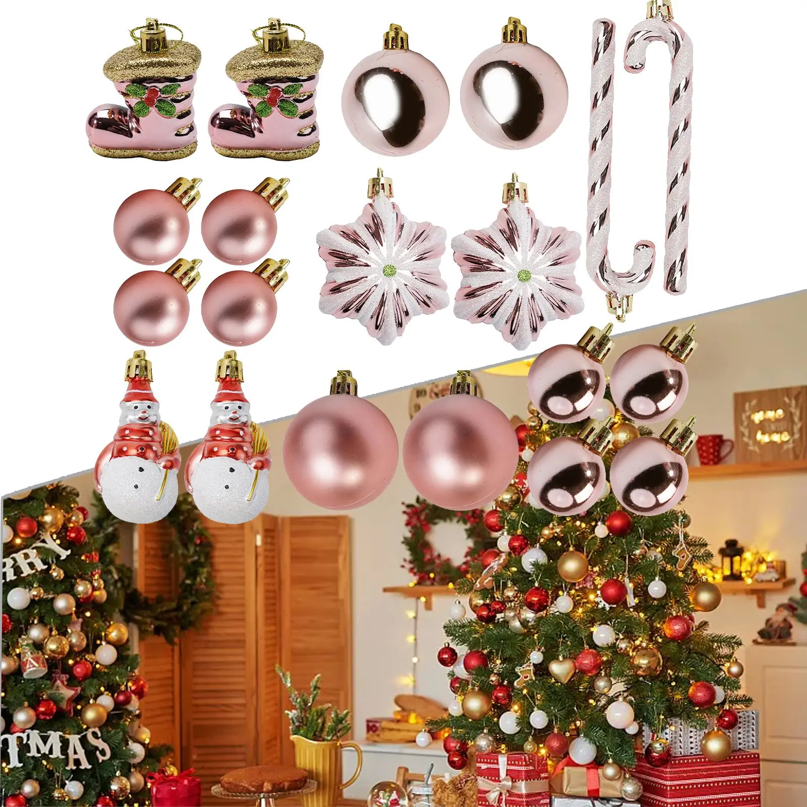 20/29pcs Christmas Tree Balls Hanging Pendant Xmas Balls Snowman Candy Ornament Merry Christmas Decoration 2024 Navidad New Year