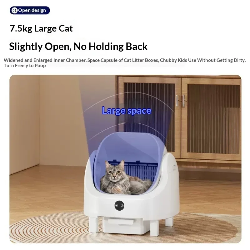 Caja de arena inteligente abierta para gatos con autolimpieza y olores - imagen 5